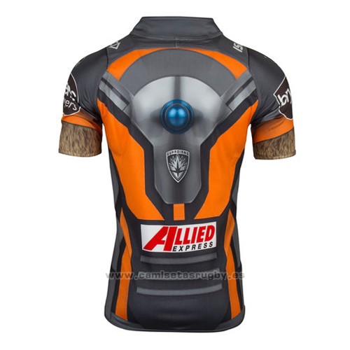WH Camiseta Wests Tigers Rocket Raccoon Marvel Rugby 2017 Gris Naranja